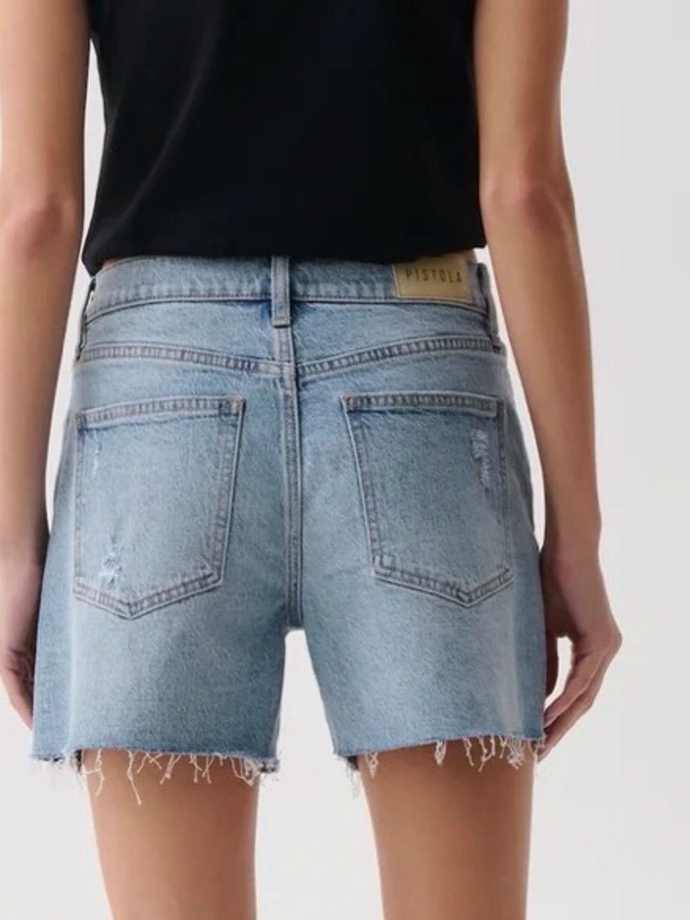 NWT Pistola Kennedy relaxed mid rise cut off denim shorts size 27 - Picture 2 of 6